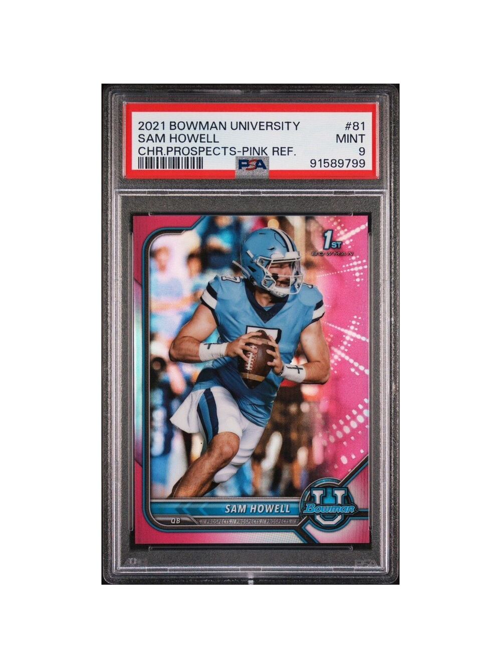 2021 1st Bowman U Chrome Prospects Sam Howell Commanders PSA 9 Pink Refractor SP